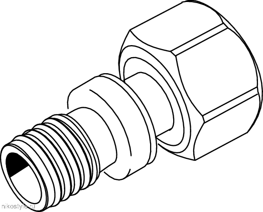 Соединение прямое с внутренней резьбой (накидная гайка, Евроконус) ТЕСЕ Соединение прямое с внутренней резьбой (накидная гайка, Евроконус) ТЕСЕ