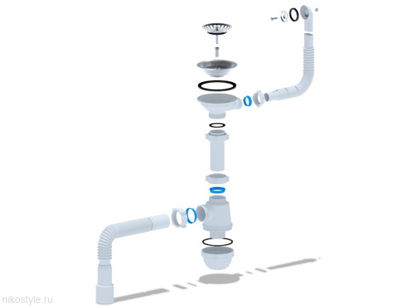 Сифон Ани Грот 3 1/2"* 40 с  гибким переливом  