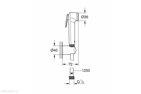 Гигиенический душевой гарнитур Tempesta-F Trigger Spray 30, с держателем, Grohe Гигиенический душевой гарнитур Tempesta-F Trigger Spray 30, с держателем, Grohe