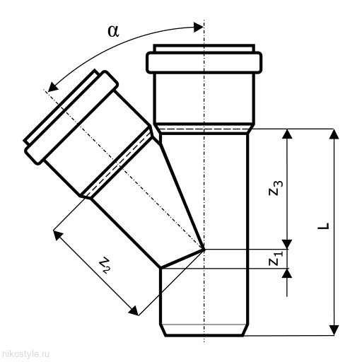 Тройник для наружной канализации 45° Ostendorf Тройник для наружной канализации 45° Ostendorf