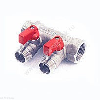 Коллектор 3/4" х 1/2" с шар. кран. 2 вых. никель GF ИТАЛИЯ Коллектор 3/4" х 1/2" с шар. кран. 2 вых. никель GF ИТАЛИЯ
