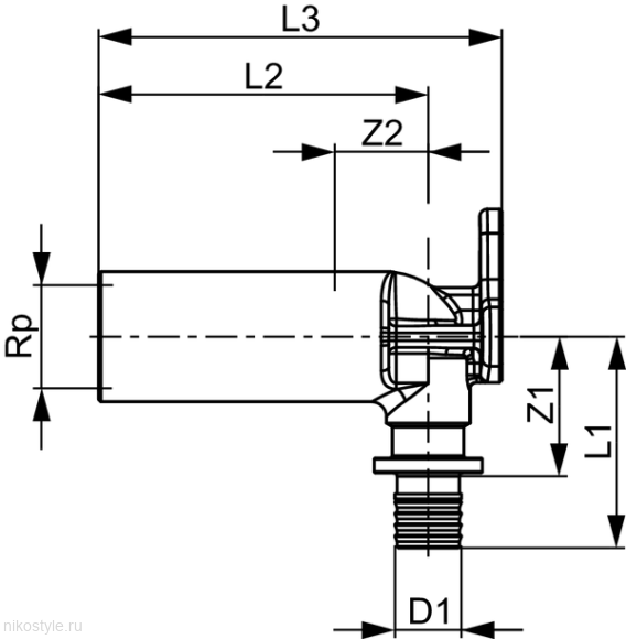 Уголок с настенным креплением, удлиненный ø16х1/2 ТЕСЕ Уголок с настенным креплением, удлиненный ø16х1/2 ТЕСЕ